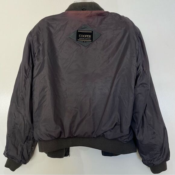 Cooper Vintage Bomber Jacket Gray Leather Flight Aviator Epaulettes Men’s 46 - Picture 9 of 12